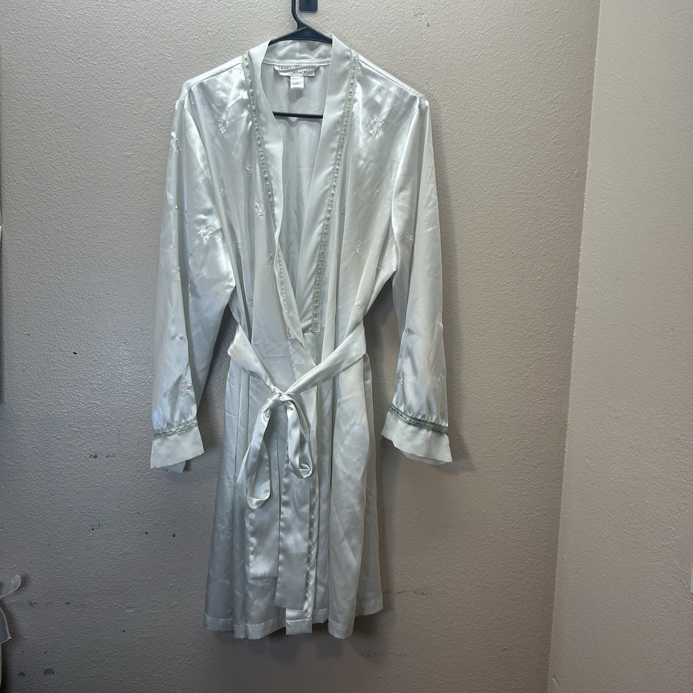 Morgan Taylor Intimates XL Satin Kaftan Robe Lounge Embroidered Fairy Boho